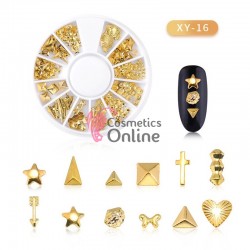 Carusel 3D pentru unghii C006HH cu forme metalice Aurii